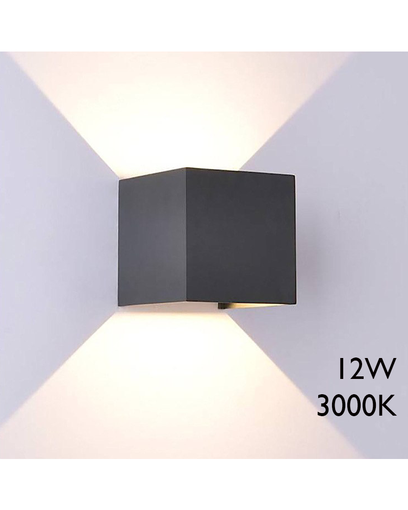 Aplique de exterior LED 12W 10cm 3000K de aluminio IP54 luz inferior y superior