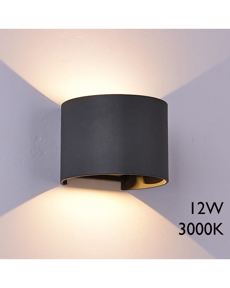 LED outdoor wall lamp 12W 10cm 3000K aluminum IP54 lower and upper light