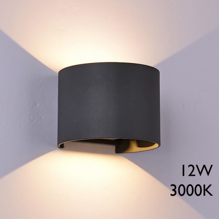 Aplique de exterior LED 12W 10cm 3000K de aluminio IP54 luz inferior y superior