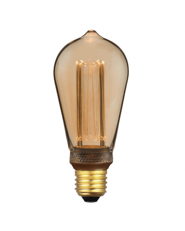 Bombilla Vintage Antorcha Ámbar 64mm filamentos LED Graduable Regulable LED E27 3,5W 3600K 120 Lm.