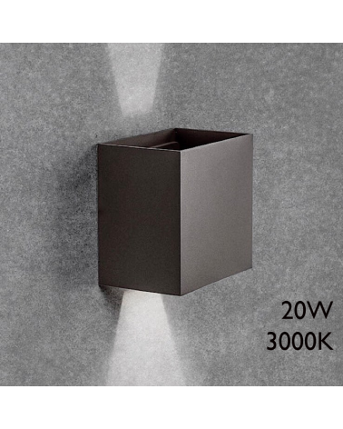 Aplique de exterior LED 12W 15cm 3000K de aluminio IP65 luz inferior y superior