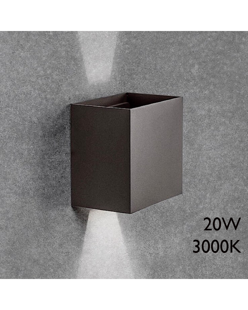 LED outdoor wall lamp 20W 15cm 3000K aluminum IP65 lower and upper light