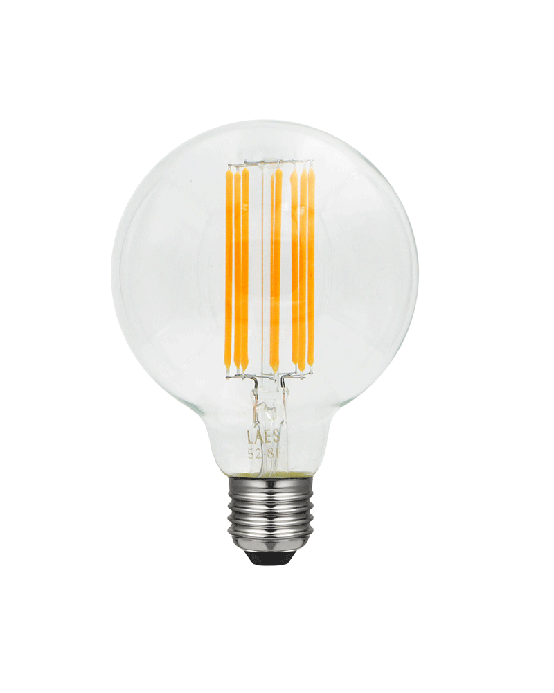 LED vintage Globe Light Bulb 95 mm. LED filaments Dimmable E27 8W 2200K 630 Lm.