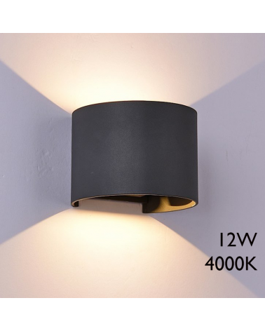 LED outdoor wall lamp 12W 10cm 4000K aluminum IP54 lower and upper light