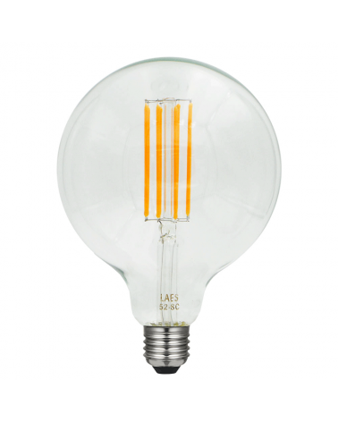 LED vintage Globe Light Bulb 125 mm. LED zig zag filaments Dimmable LED E27 8W 2200K 630 Lm.