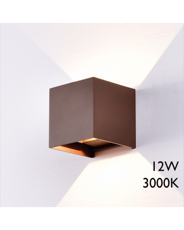 Aplique de exterior LED 12W 10cm 3000K de aluminio IP54 luz inferior y superior