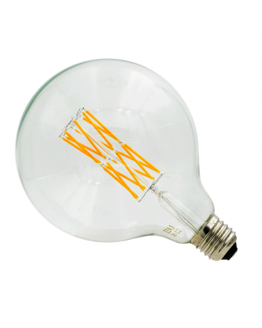 LED vintage Globe Bulb 125mm. LED diagonal filaments Dimmable E27 8W 2200K 630 Lm.