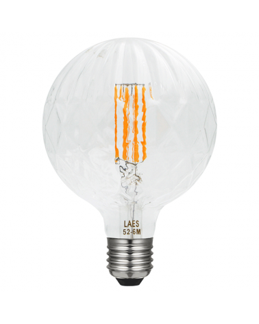 LED vintage Bulb Globe Relief Pineapple 150 mm. Dimmable LED filaments E40 8W 2200K 600 Lm.