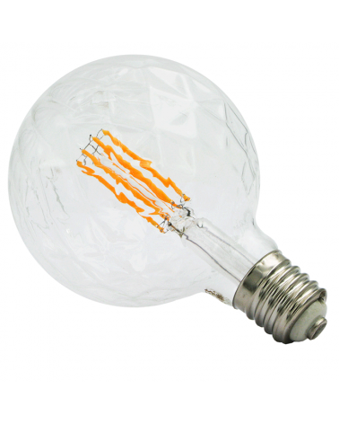 LED vintage Bulb Globe Relief Pineapple 150 mm. Dimmable LED filaments E40 8W 2200K 600 Lm.