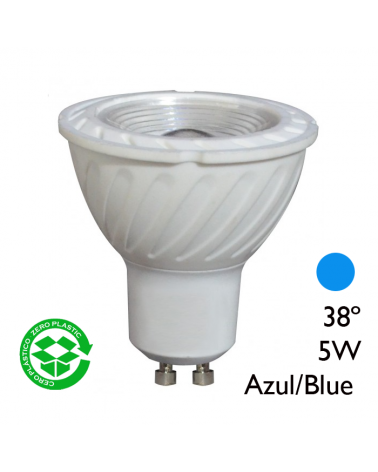 Dicroica LED 5W Azul 38º GU10 500Lm 165/265