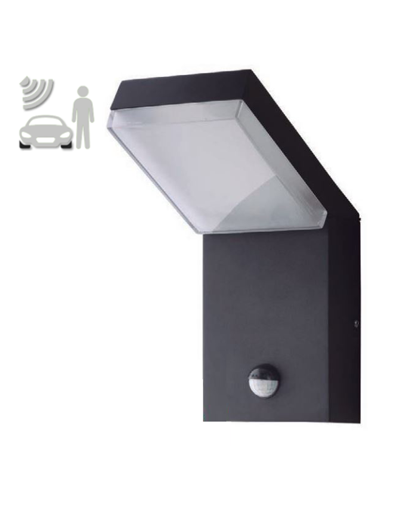 Aplique de exterior LED de aluminio 12W 4000K IP54 con Sensor de presencia