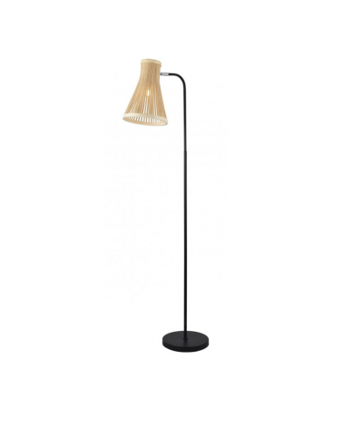 Lámpara de pie 153cm 60W E27 de metal negro y madera
