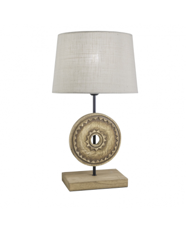 Lámpara de mesa 49cm de metal, madera y tela E27 60W