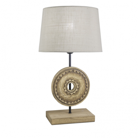 Lámpara de mesa 49cm de metal, madera y tela E27 60W