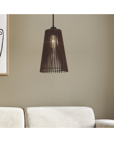 Lámpara de techo 20cm de madera oscura E27 60W