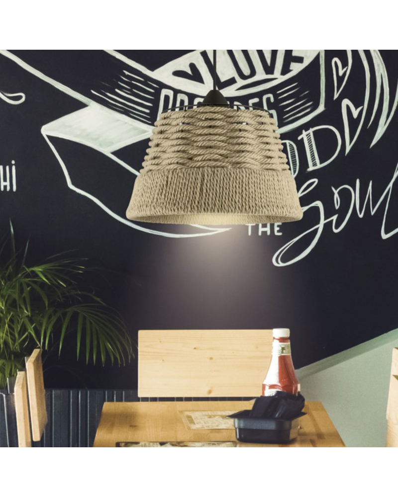 Lámpara de techo de 36cm de metal y cuerda 60W E27