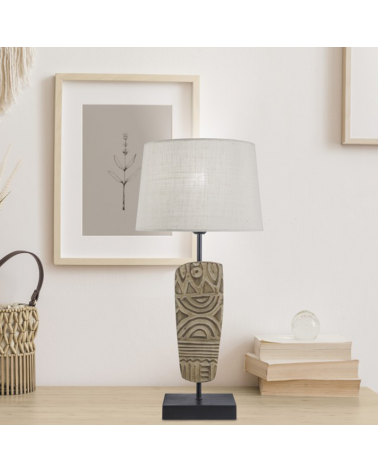 Table lamp 55cm metal, wood and fabric E27 60W