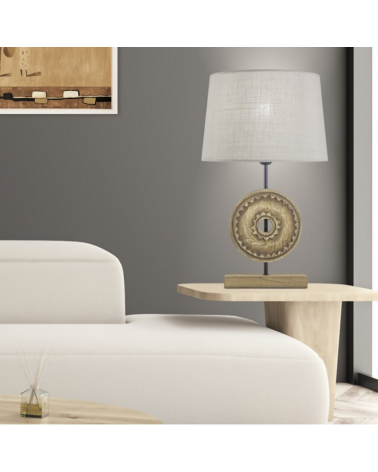 Table lamp 49cm metal, wood and fabric E27 60W