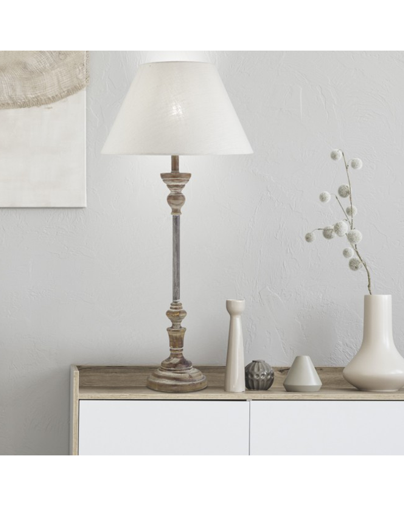 Table lamp 83cm in wood and fabric E27 60W