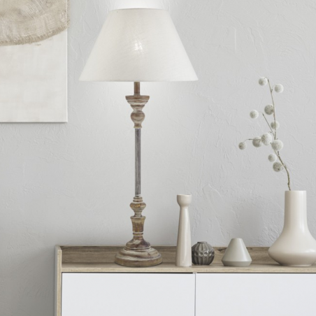 Table lamp 83cm in wood and fabric E27 60W