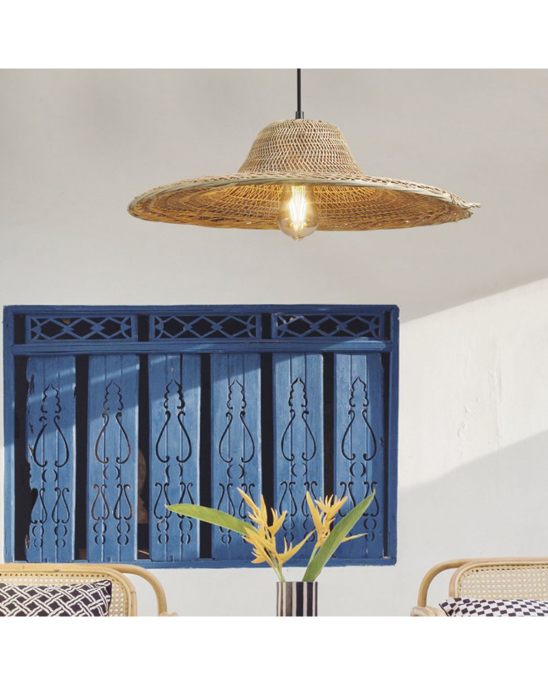 Lámpara de techo de 53cm de ratán acabado natural 60W E27