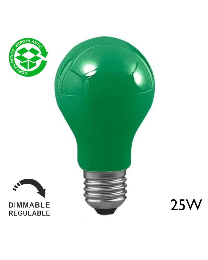 Bombilla incandescente estándar verde 25W E27 230V