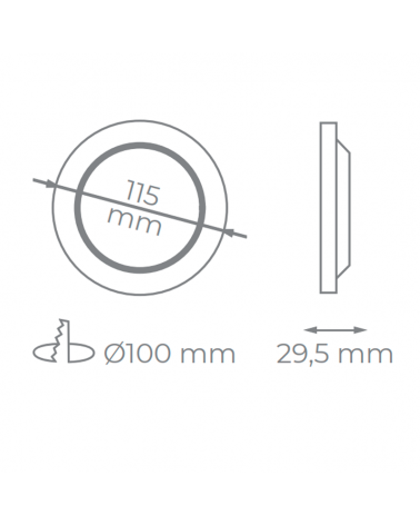 Plafón empotrable 7W 11,5cm baño IP54