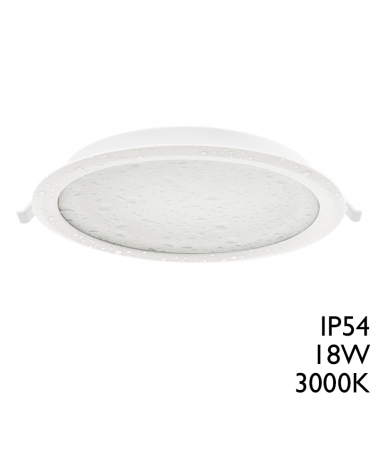 Recessed ceiling light 18W 22.5cm bathroom IP54 3000º K