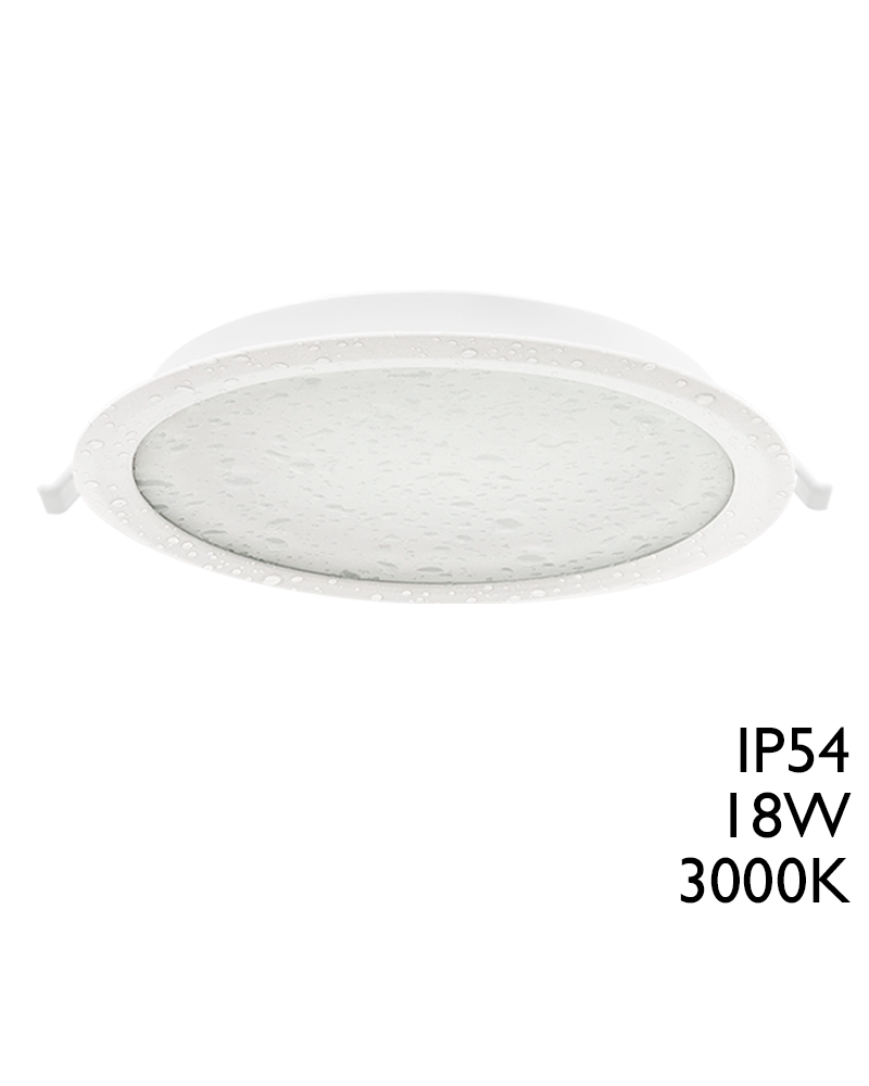 Recessed ceiling light 18W 22.5cm bathroom IP54 3000º K