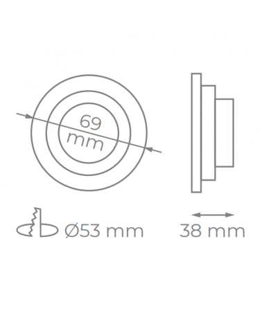 Downlight empotrable 6,9cm redondo LED 3W 120° blanco oscilante
