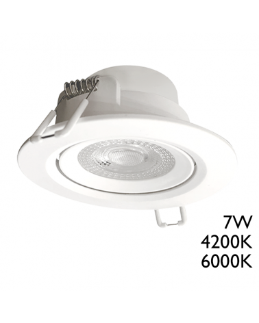 Recessed downlight 11.1 cm round LED 7W 120° oscillating white
