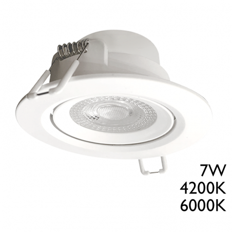 Recessed downlight 11.1 cm round LED 7W 120° oscillating white