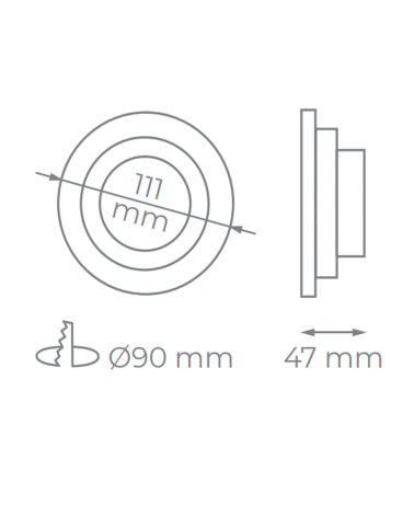 Recessed downlight 11.1 cm round LED 7W 120° oscillating white