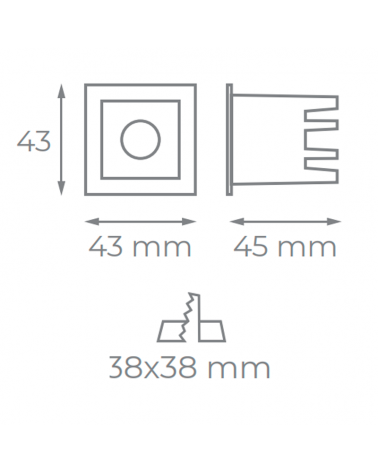 Foco LED Downlight Lineal Empotrable 2W UGR19 antideslumbramiento 120º