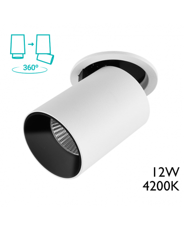 Proyector LED 12W 9,8cm convertible en proyector 360º blanco 4200º K 1180Lm