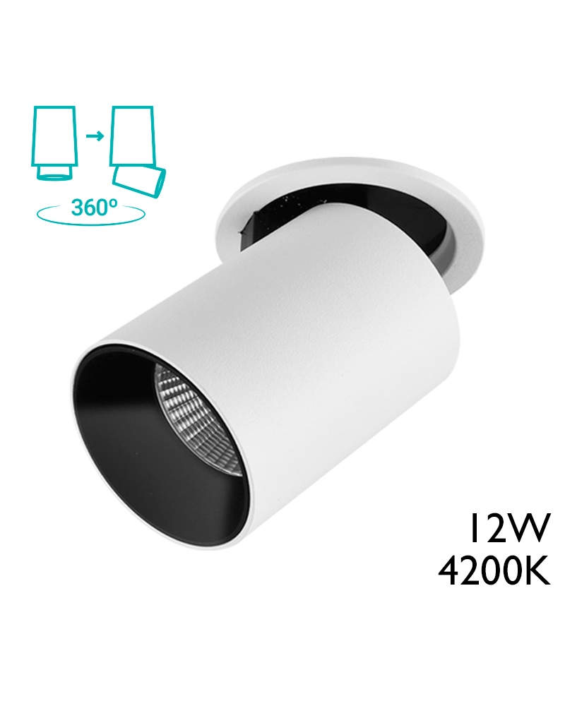 LED projector 12W 9.8cm convertible into a 360º white projector 4200º K 1180Lm