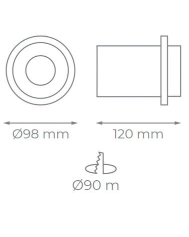 LED projector 12W 9.8cm convertible into a 360º white projector 4200º K 1180Lm