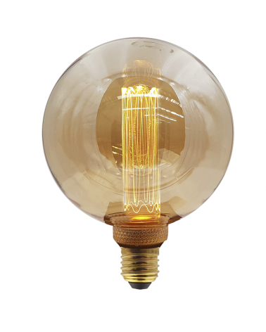 LED vintage Globe Light Bulb Amber 125mm Dimmable LED filaments Dimmable LED E27 3.5W 3600K 120 Lm.