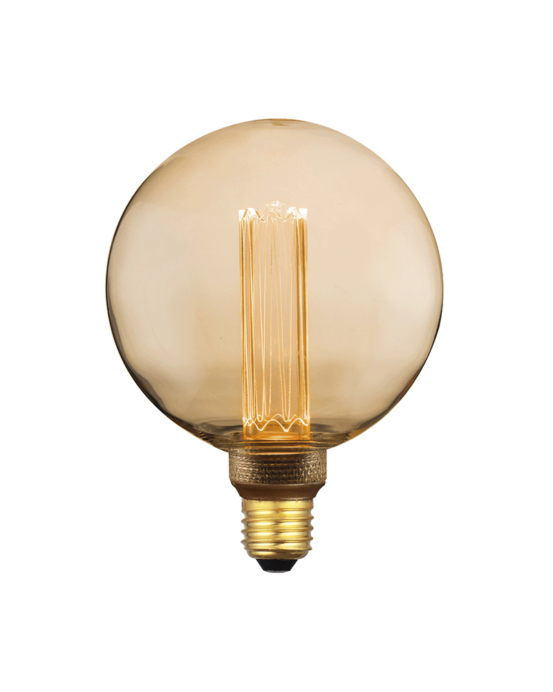 LED vintage Globe Light Bulb Amber 125mm Dimmable LED filaments Dimmable LED E27 3.5W 3600K 120 Lm.