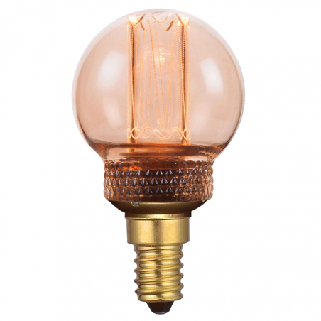 LED vintage golf ball Amber Bulb 45 mm. Dimmable Dimmable LED filaments E14 2.3W 3600K 70 Lm.