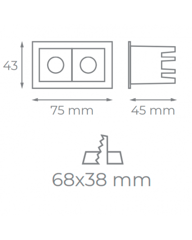 Lineal LED Downlight Empotrable 4W UGR19 antideslumbramiento 30º 2 focos
