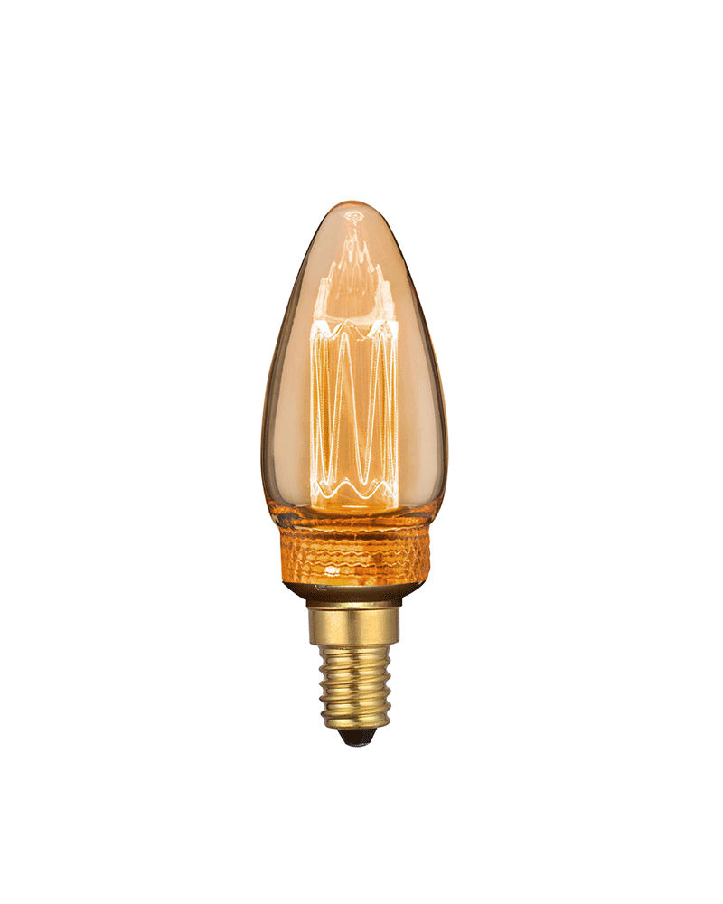 Bombilla Vintage Vela Ámbar 35 mm. filamentos Graduable LED Regulable LED E14 2,3W 3600K 70 Lm.