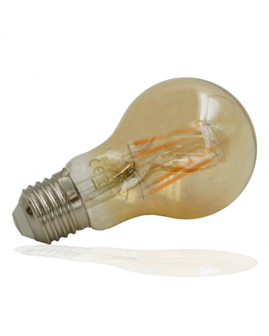 LED vintage Amber Standard Bulb 60 mm. LED filaments E27 4W 2200K 280 Lm.