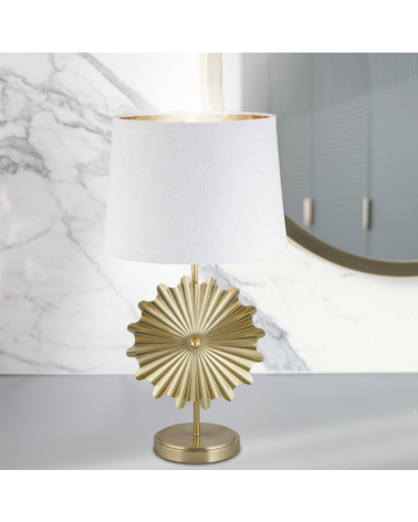 Table lamp 62cm gold metal and textile E27 60W