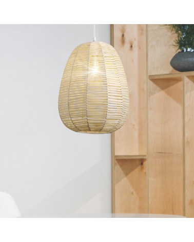 Lámpara de techo 31cm de ratán acabado natural E27 60W