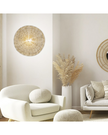 Wall lamp 45cm metal and wicker E27 60W