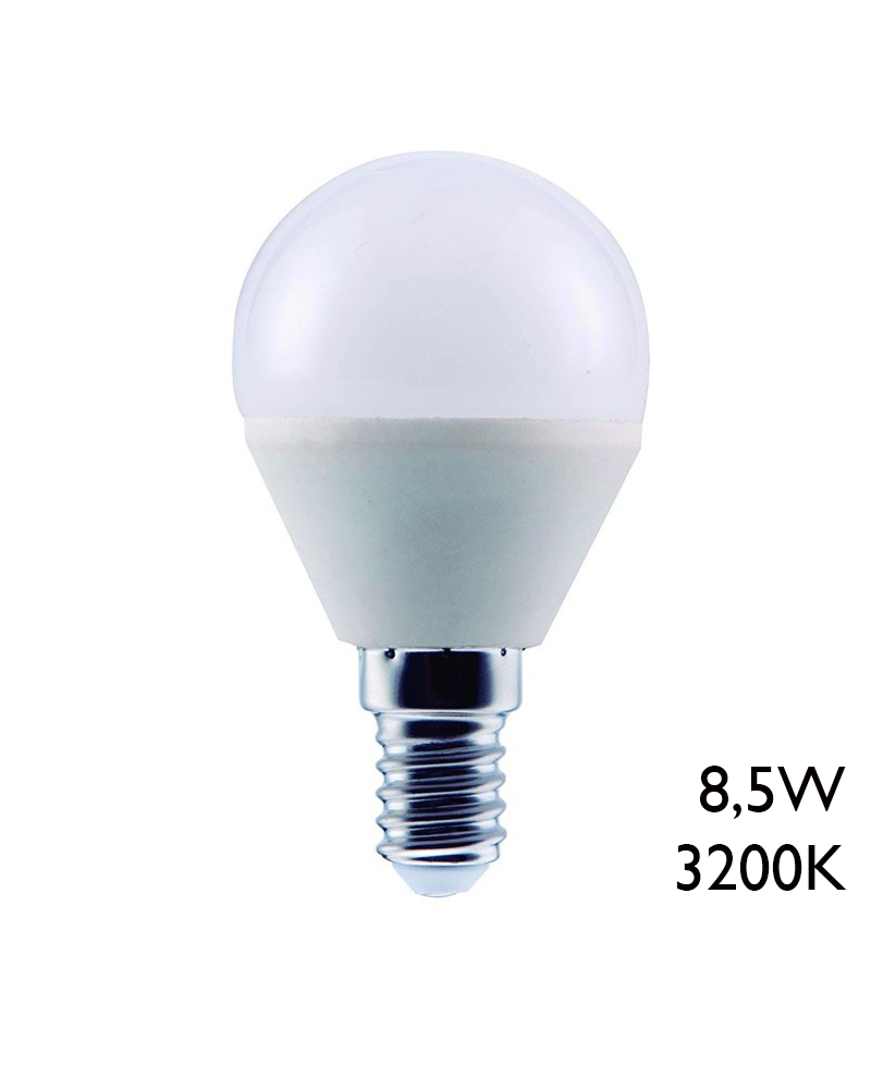 Bombilla esférica LED 8,5W E14 3200K