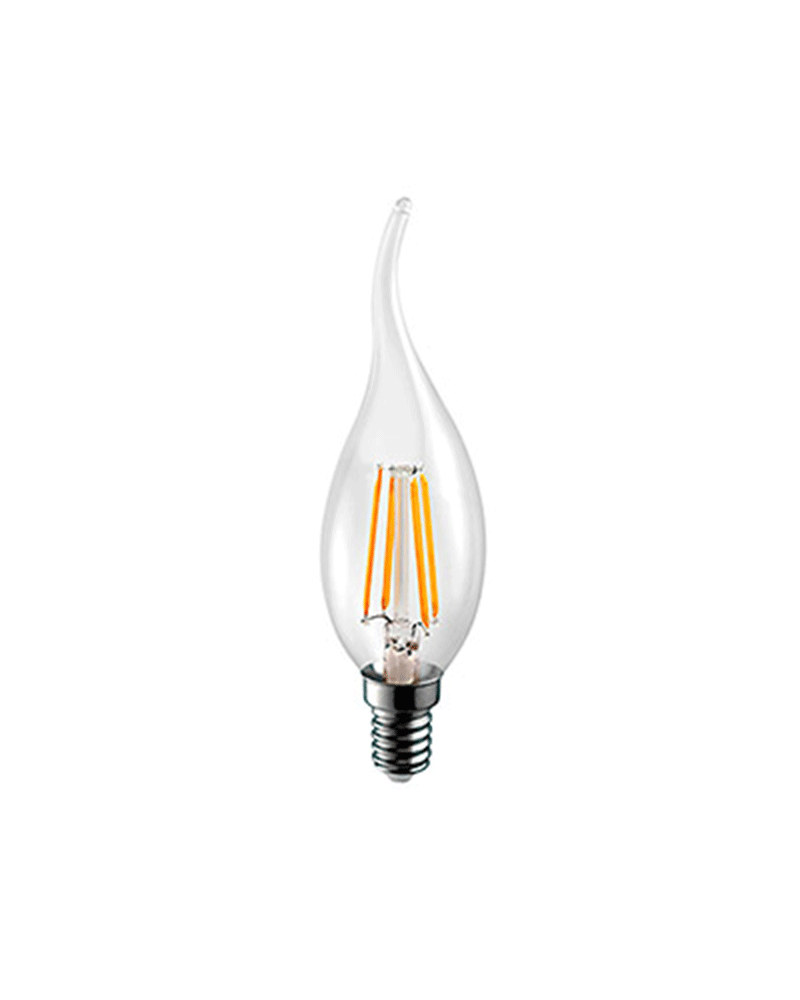 LED vintage Twisted Tip Candle Bulb 35mm. Clear LED filaments E14 4W 2700K 470 Lm.