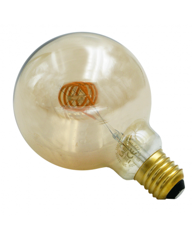 Bombilla Vintage Ámbar Globo 95mm. filamentos Espiral Horizontal LED E27 3W 2200K 110 Lm.