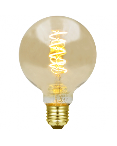 LED vintage Amber Globe Bulb 95mm. LED Vertical Spiral filaments E27 3W 2200K 110 Lm.